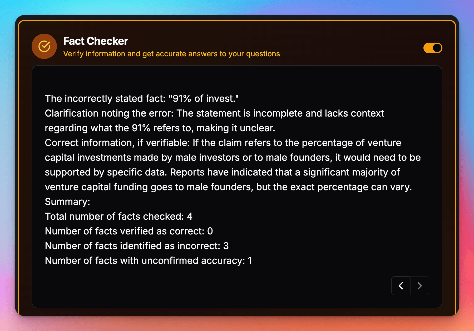ConversAItions fact-checking feature